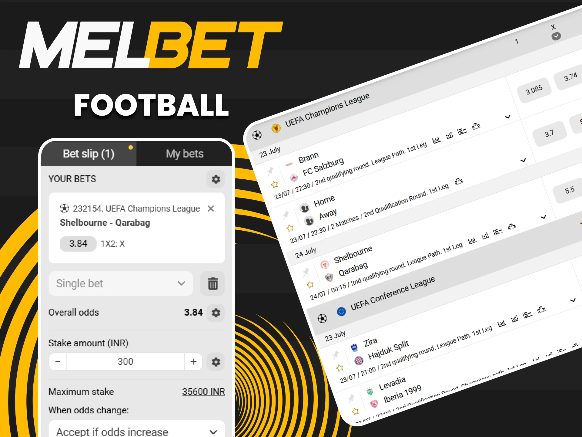 Feel the excitement and support your team to victory by betting on football matches at MelBet Casino.