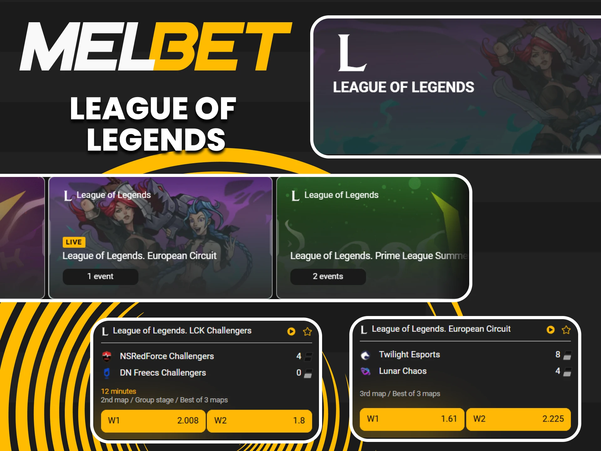 Experience the thrill of League of Legends esports by placing bets on top matches and tournaments at MelBet.