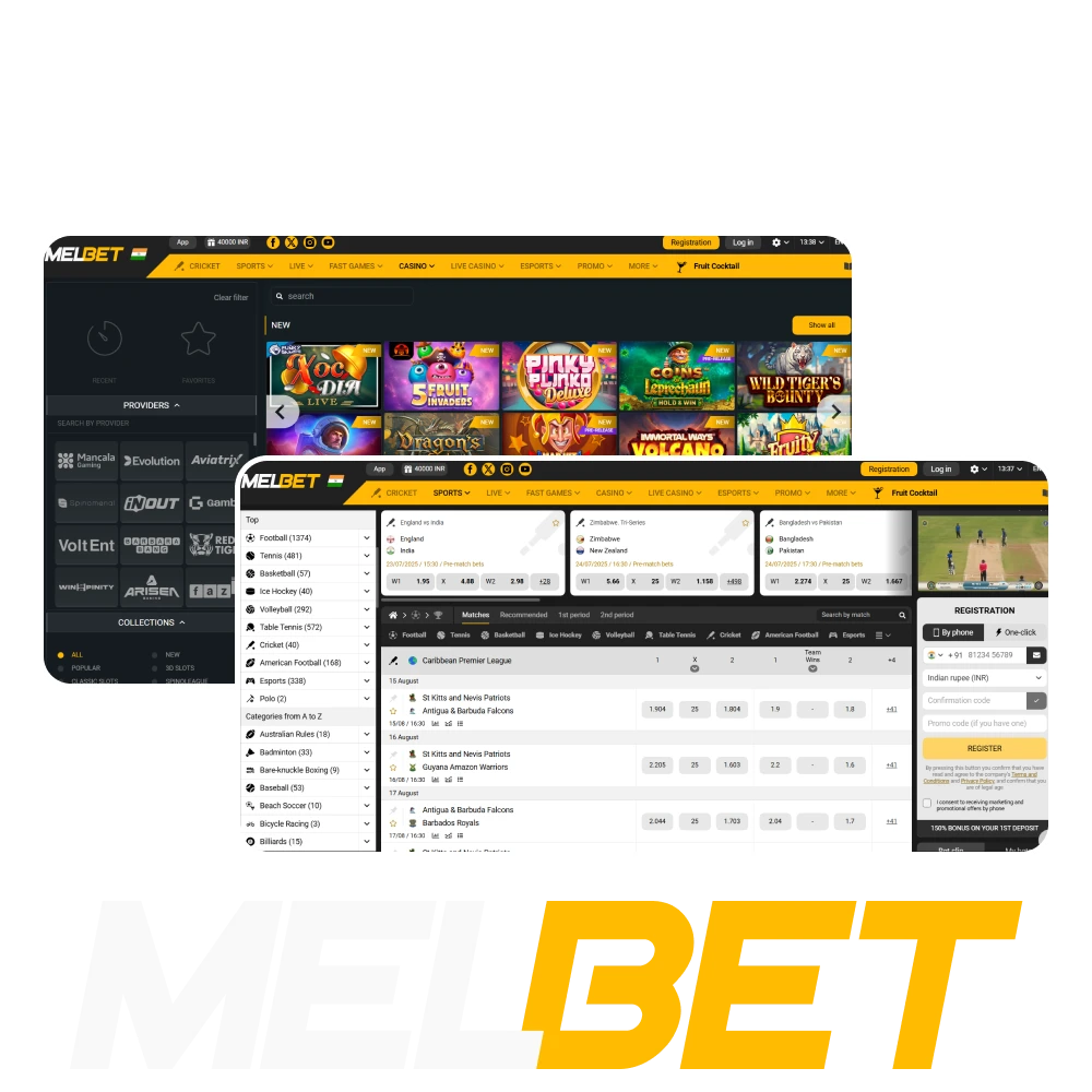 MelBet India is a licensed online casino and betting site with instant UPI deposits and a wide range of games.
