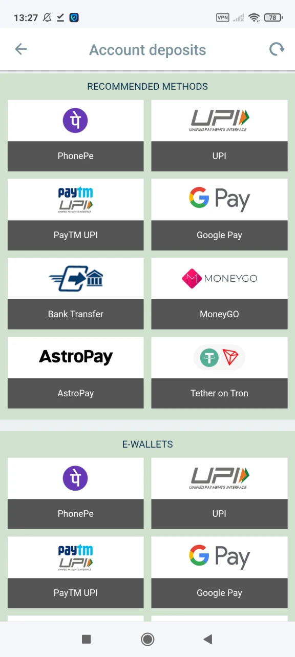 Deposit via your payment method and amount on the MelBet website.