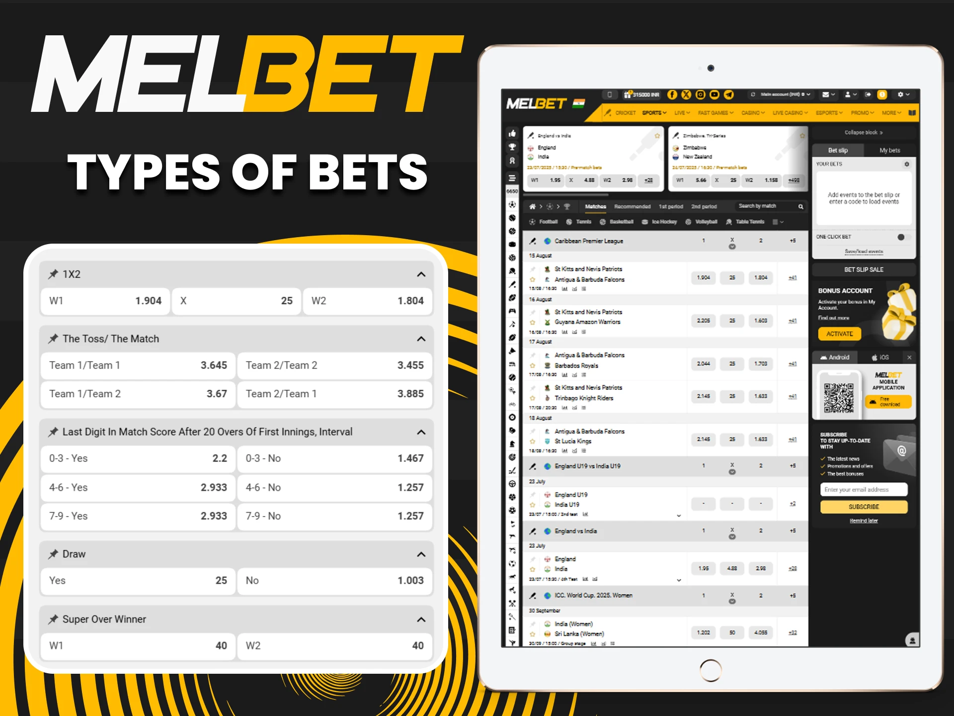 Learn basic bet types to start betting confidently on any sport at MelBet