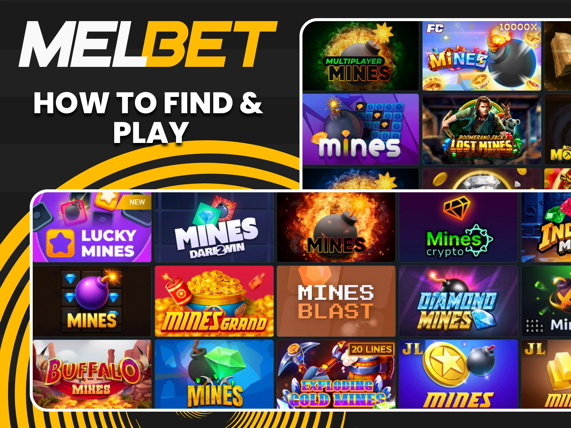 Go to the casino section to play Mines on Melbet.
