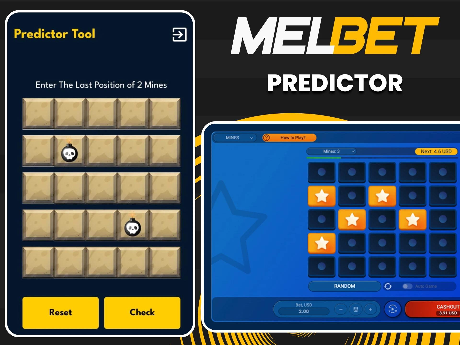 We will tell you about the Predictor for the game Mines from Melbet.