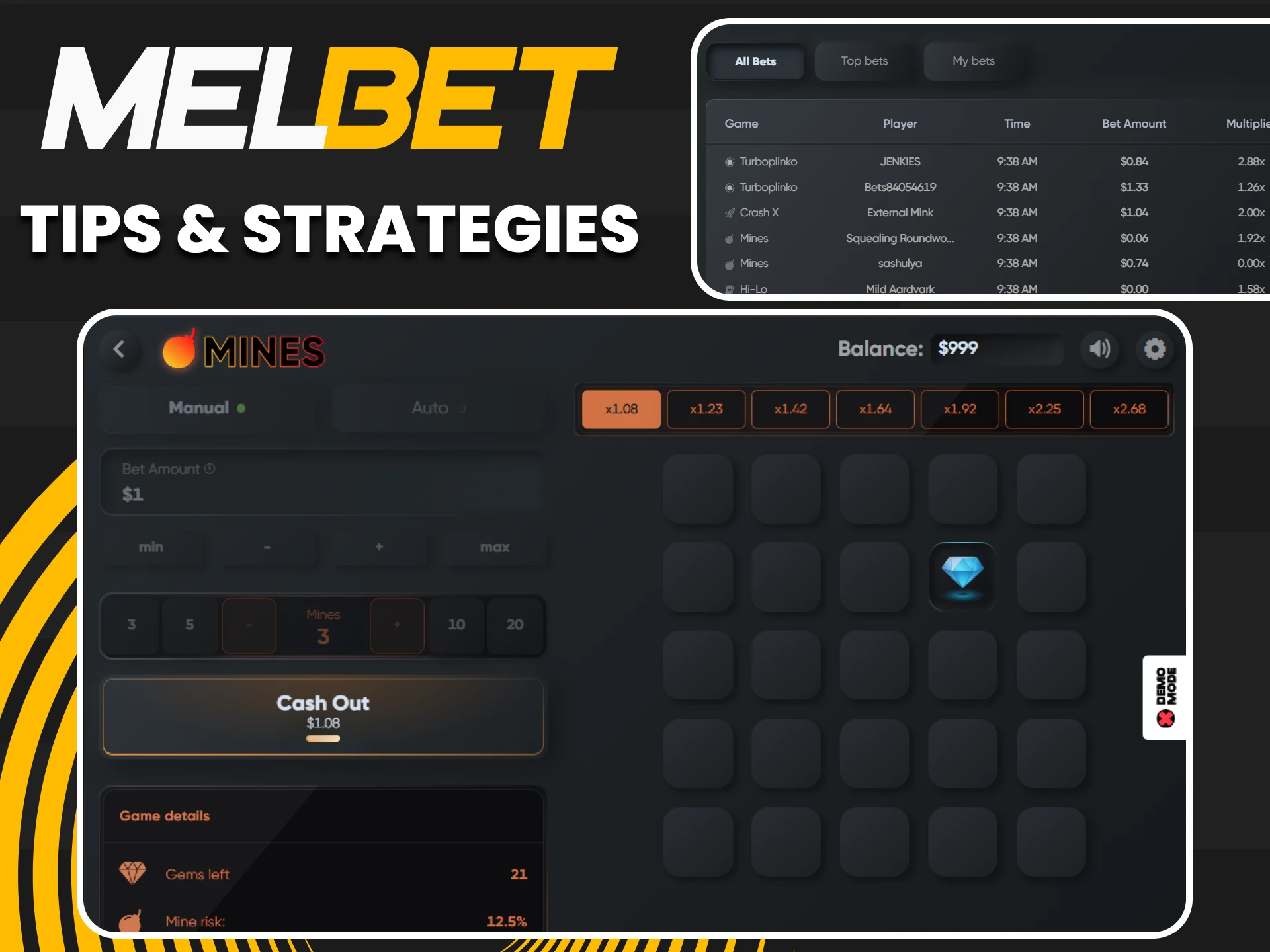 Learn strategies for winning at Mines on Melbet.