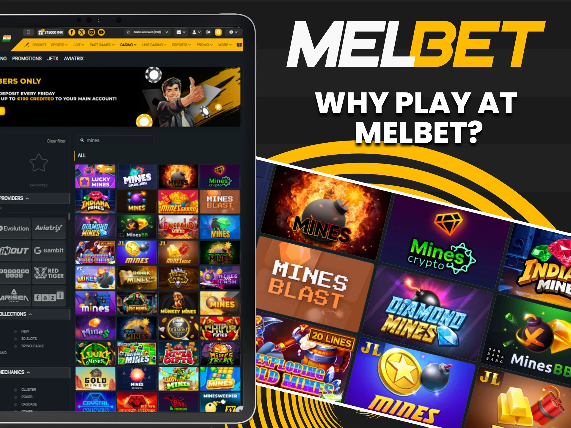 At Melbet you will find many advantages for playing Mines.