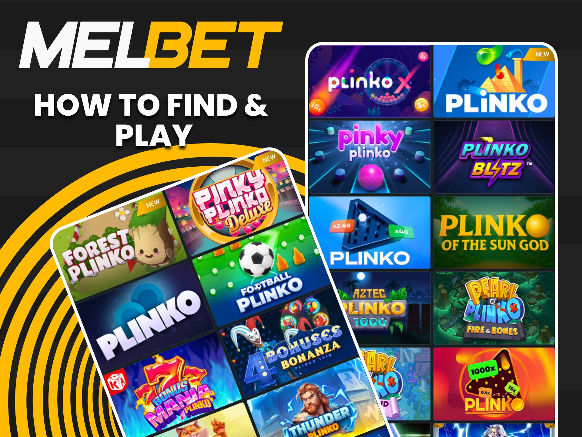 In the casino section of the Melbet website you will find Plinko.