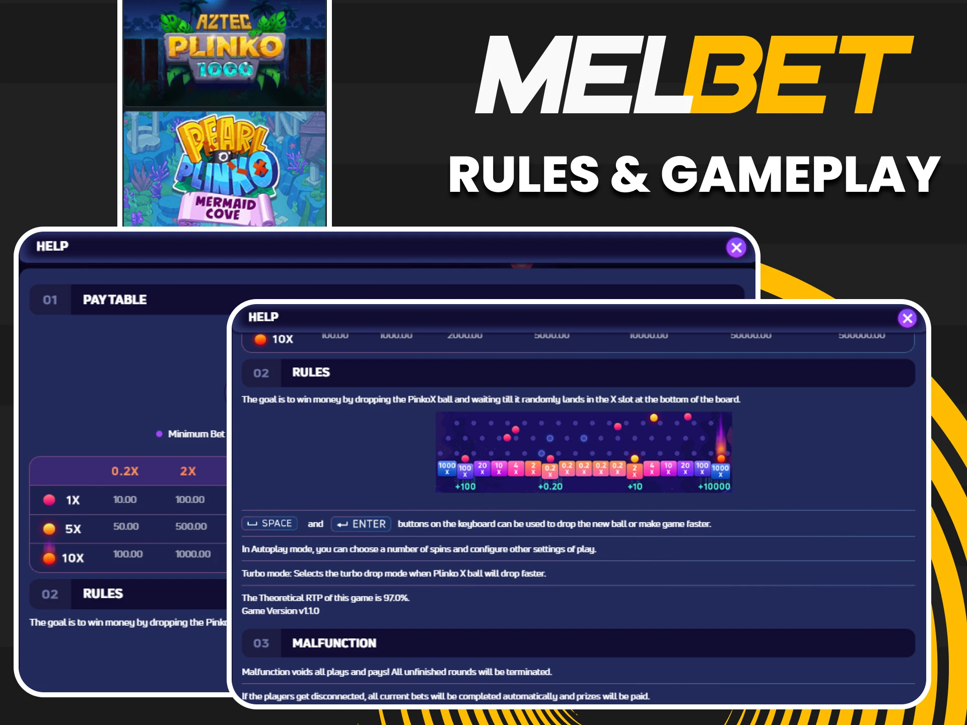 Learn the rules of the game Plinko on Melbet.