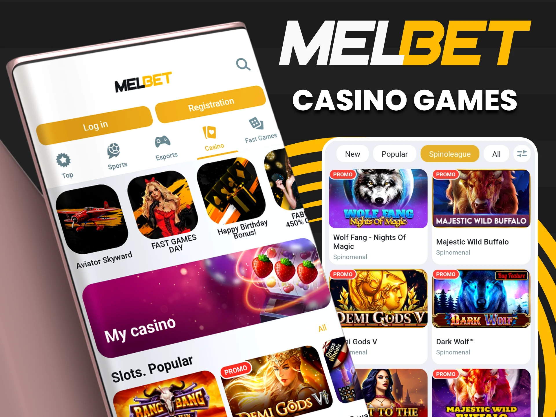 Play casino games in the Melbet app.