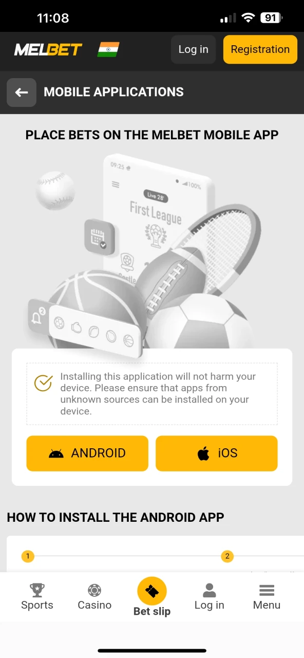 Start downloading the Melbet app on iOS.