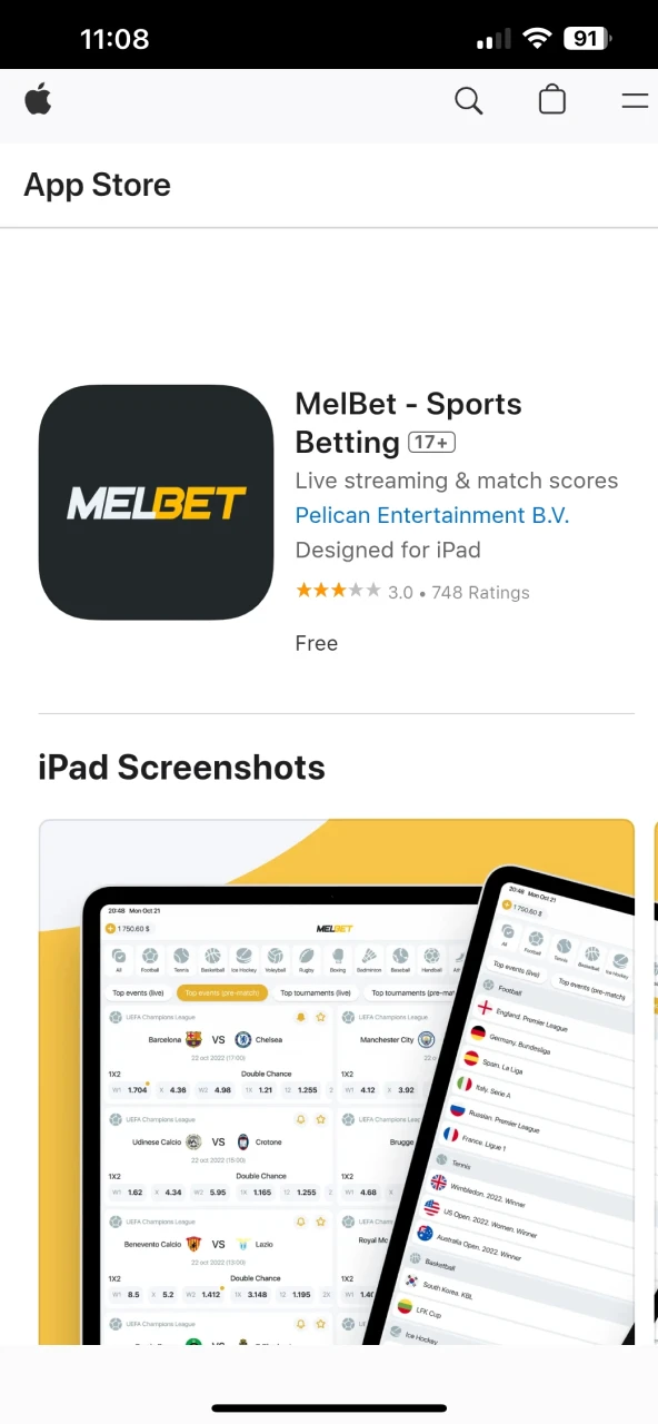 Now you can install the Melbet app on iOS.