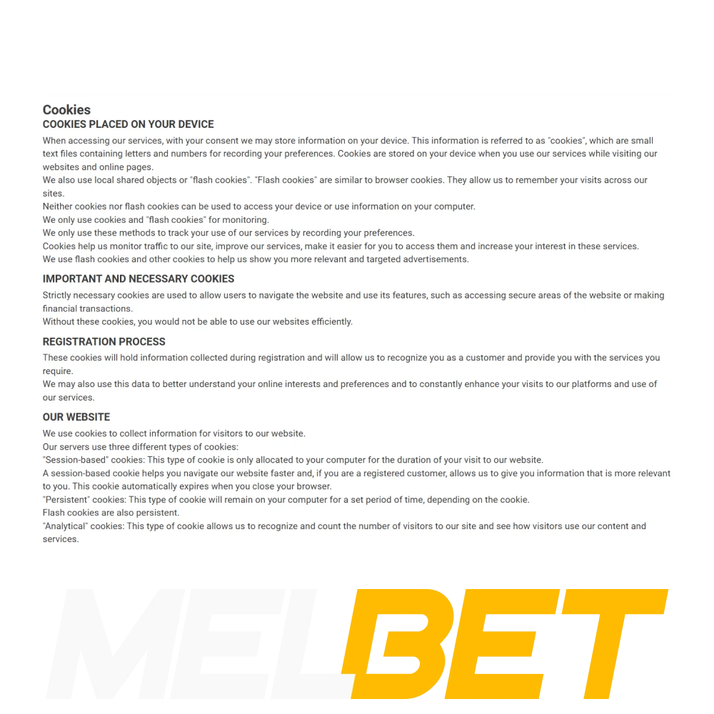 Learn about cookies at Melbet.
