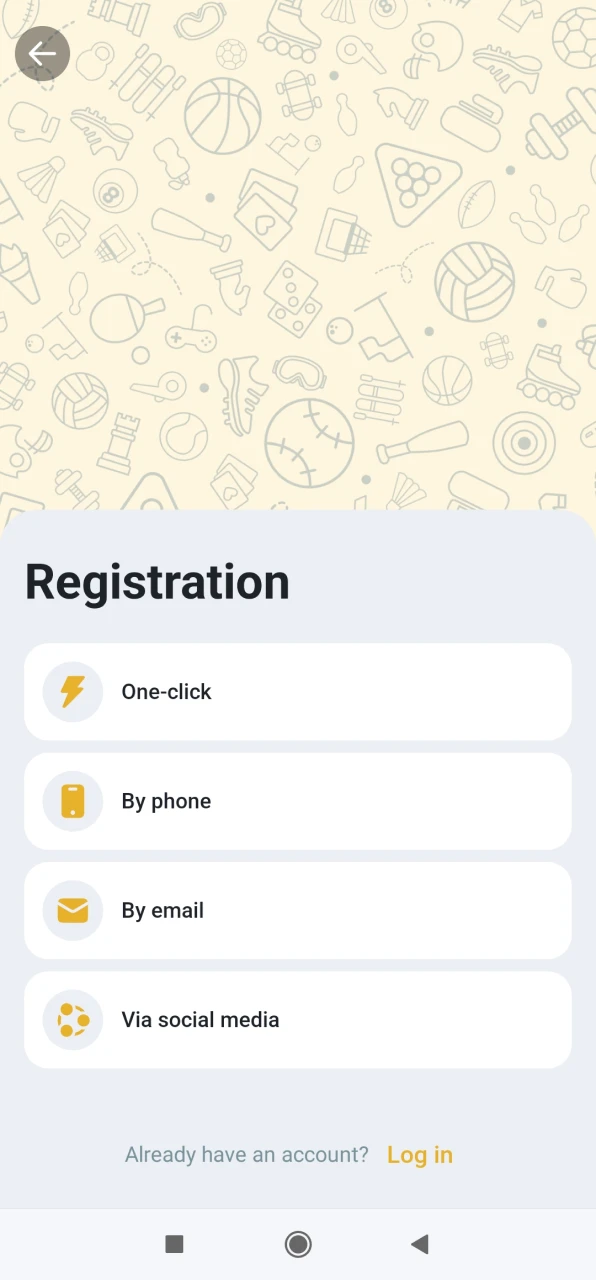 Select a method of registration on Melbet.